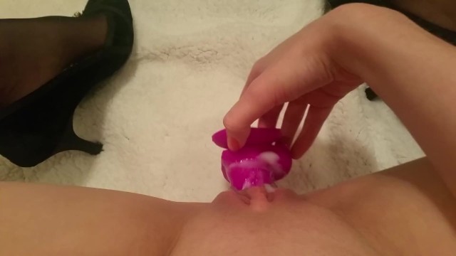 Cumming All Over My New Dildo And Showing My Shaved Pussy