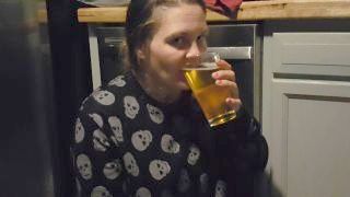 White Trash Harlot Drinks Glass Of Yellow Pee - Gagging Choking Hate Devour